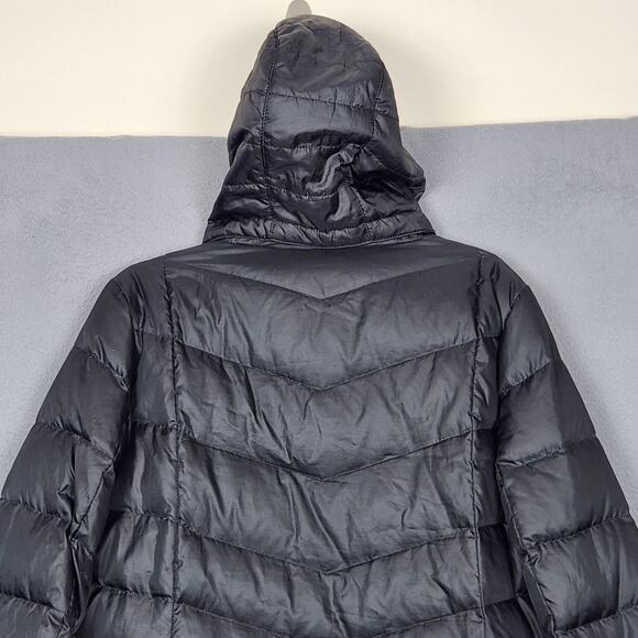 Lands End Puffer Coat Womens Large Black Long Hooded Down Feather Quilted Parka - Picture 7 of 14